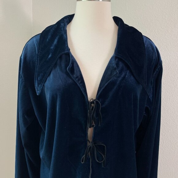 Lip Service Womens Large Top Velvet Lace Up Long Sleeve Y2K Vintage Goth - Picture 2 of 13